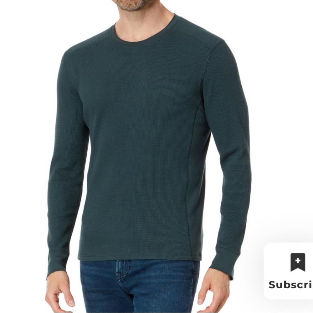 Vince Waffle Long Sleeve, Green, Medium